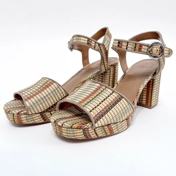 urban outfitters | sienna rattan raffia platform sandal heels 9 - Picture 3 of 13